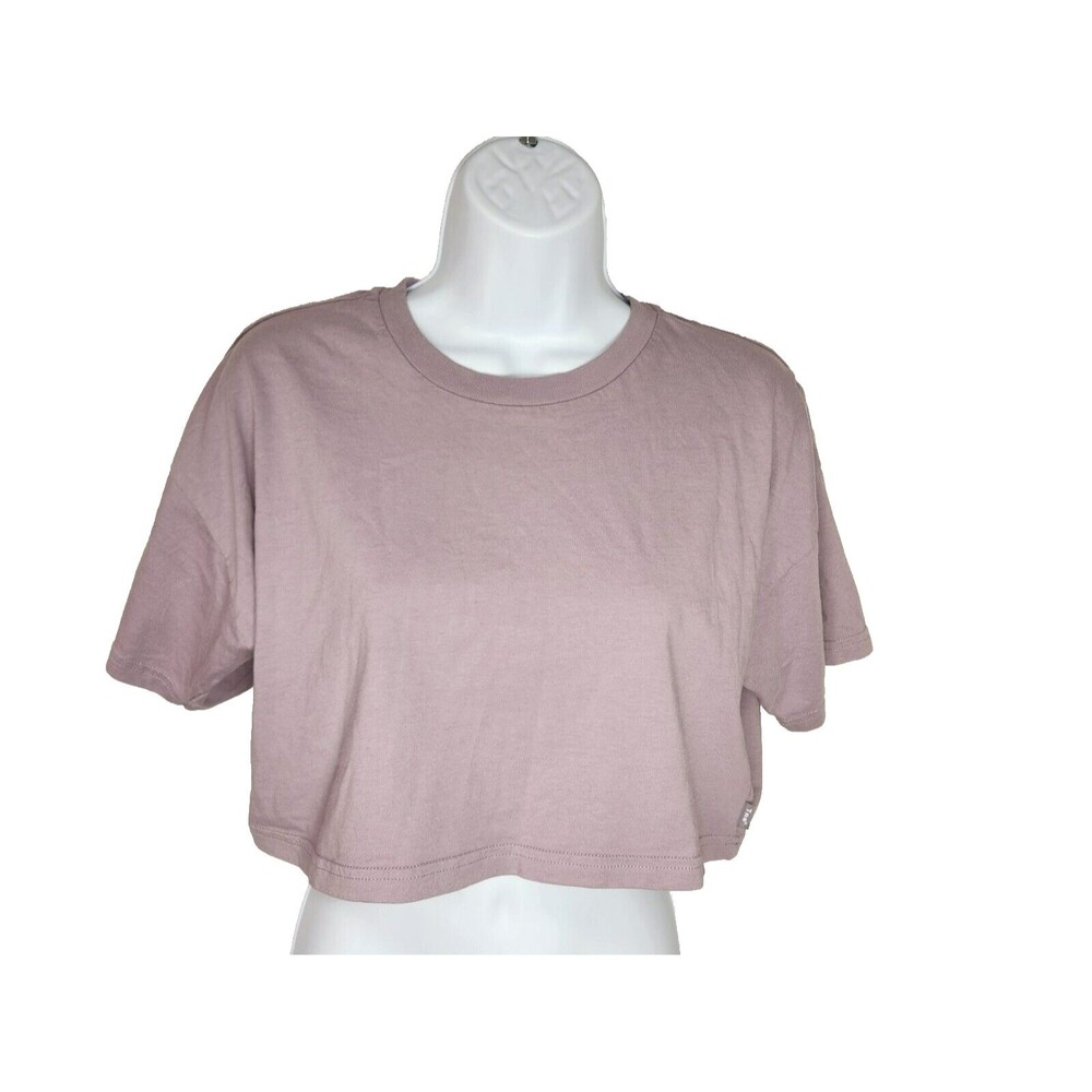 Aritzia Tna Crop Top Small Mauve Pink Short Sleeve Laid Back Tee Knit Casual